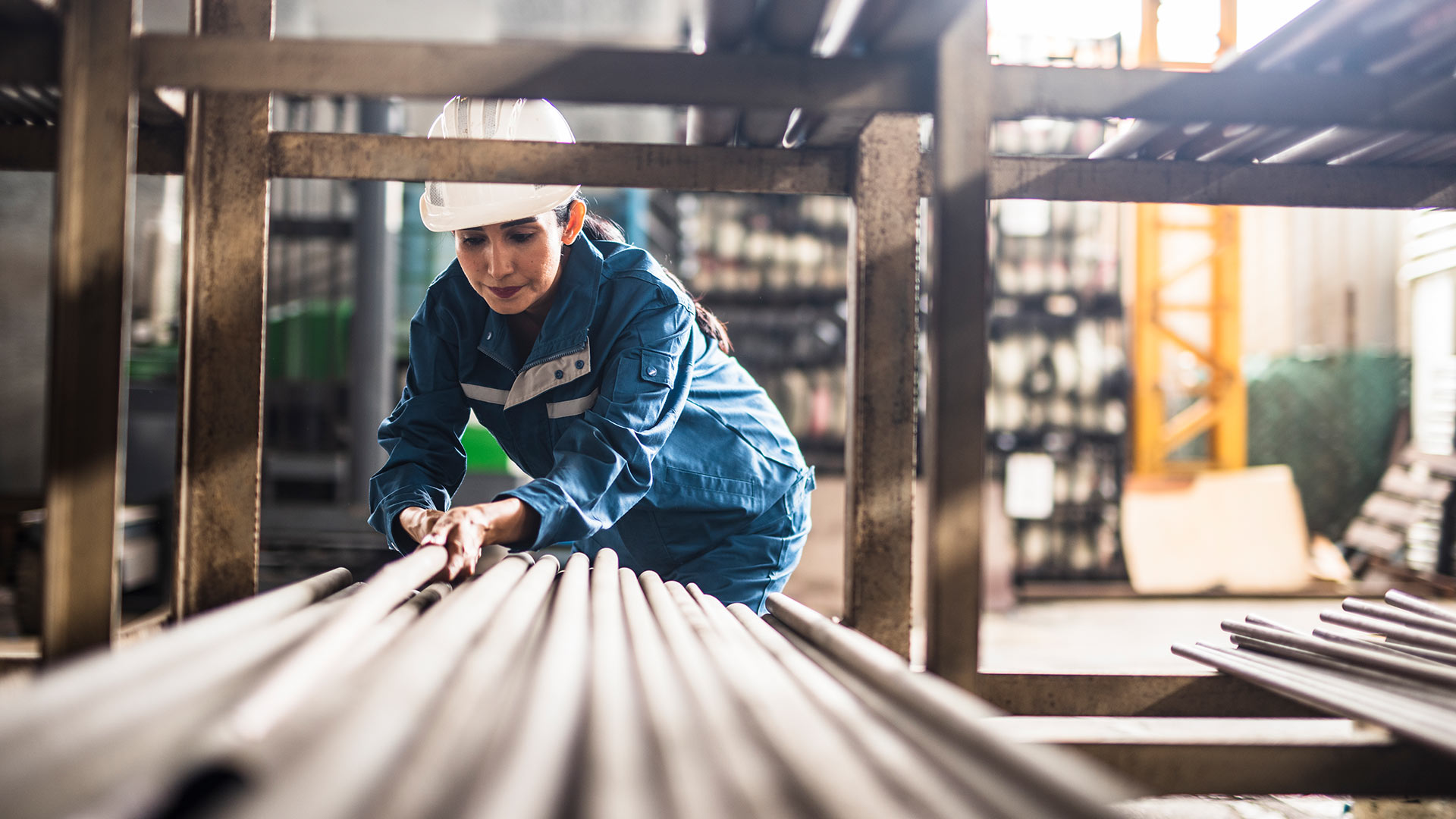 Steel worker in factory